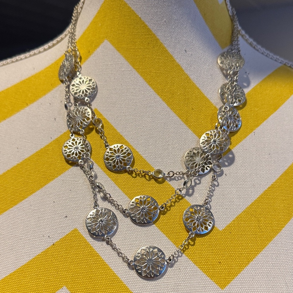 White House Black Market Silver Disc Necklace